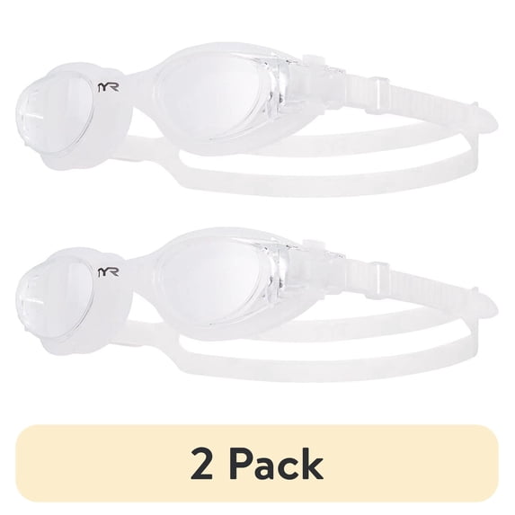 (2 pack) TYR Adult Fit Vesi Non-Mirrored Swim Goggle - Clear