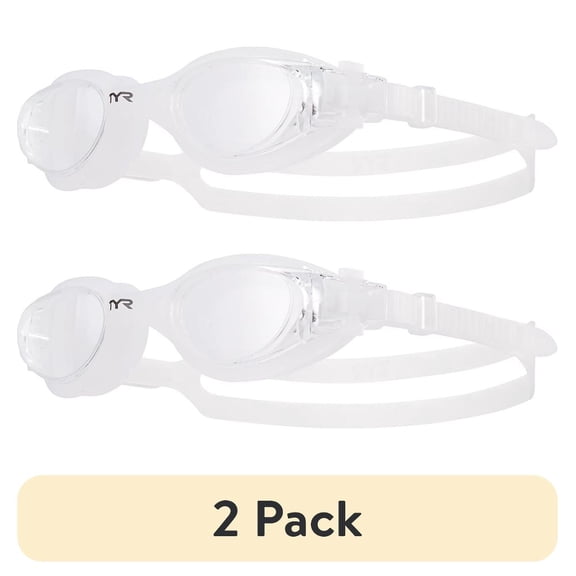 (2 pack) TYR Adult Fit Vesi Non-Mirrored Swim Goggle - Clear