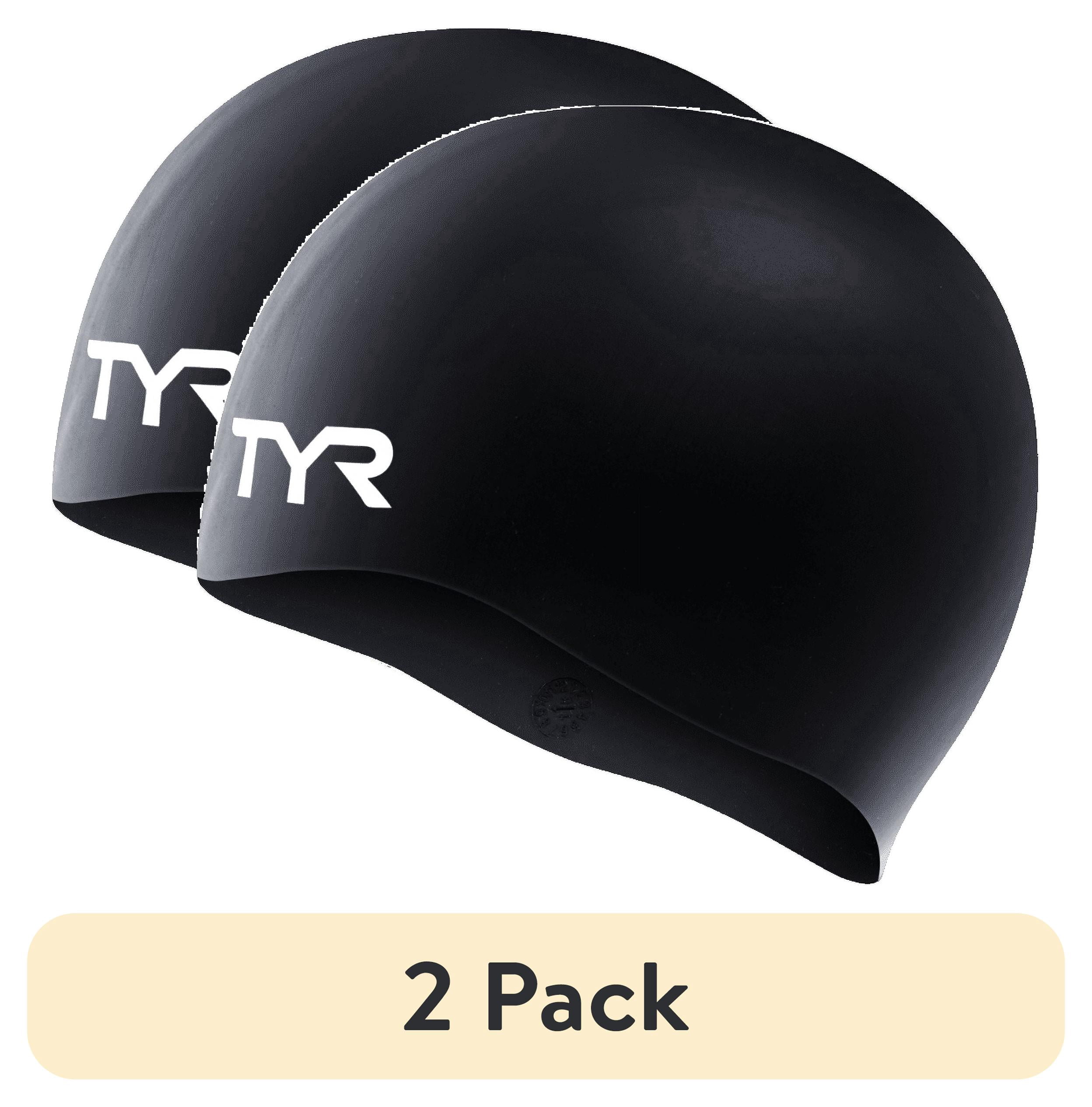 (2 pack) TYR Silicone Swim Cap for Men and Women – Wrinkle-Free, Durable & Tear Resistant, Low Drag Training & Competition Cap, Black
