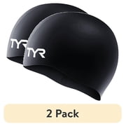 2 pack TYR Silicone Swim Cap for Men and Women   Wrinkle-Free, Durable & Tear Resistant, Low Drag Training & Competition Cap, Black