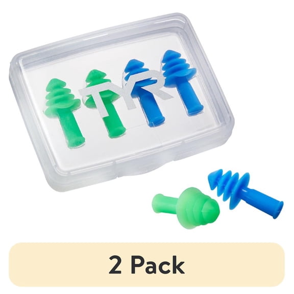 (2 pack) TYR Ergo Flex Blue/Green Ear Plugs - 4 Pack (2 Pairs)