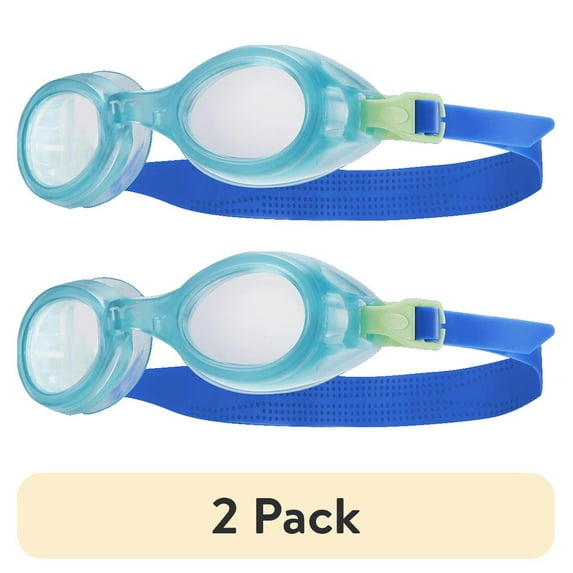 (2 pack) TYR Youth Fit Aqua Blaze Non-Mirrored Swim Goggle - Blue/Green
