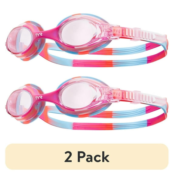 (2 pack) TYR Youth Fit Swimple Non-Mirrored Swim Goggle - Pink/White
