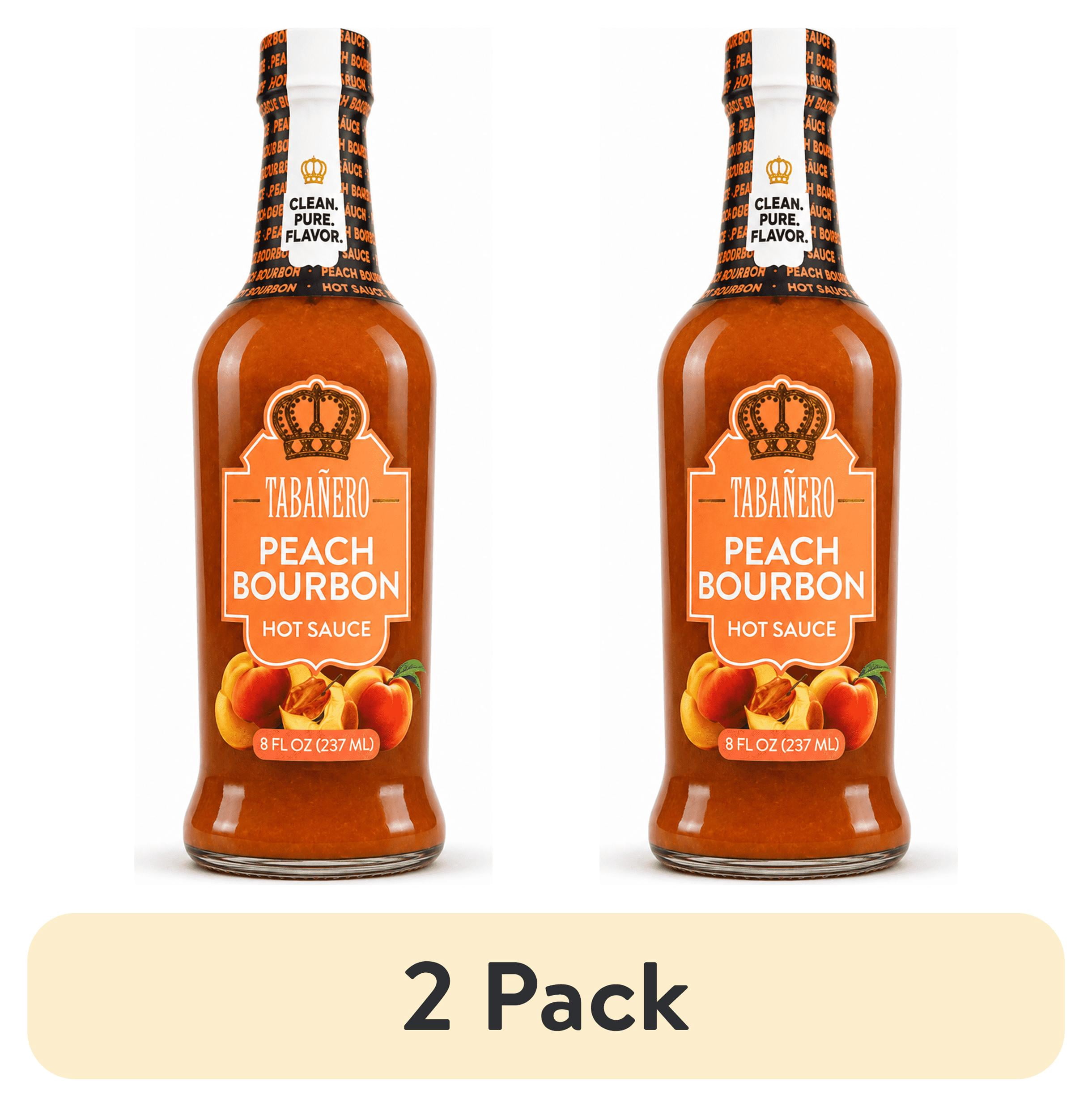 (2 pack) Tabanero Peach Bourbon Hot Sauce, Southern Sweet Heat, Mild, 8 oz