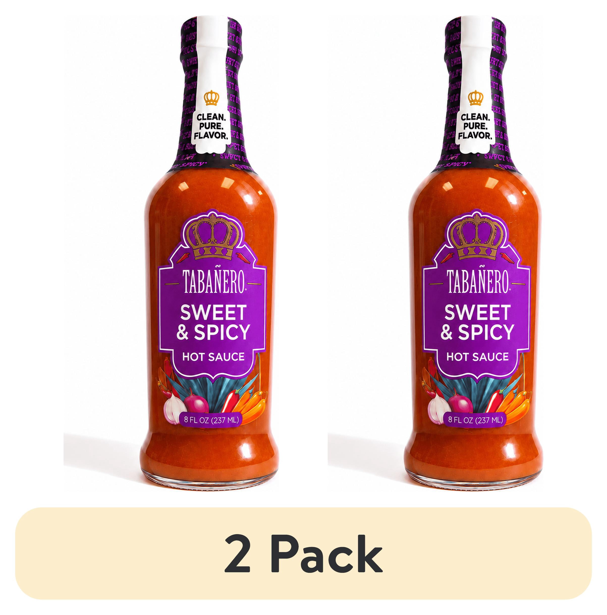 (2 pack) Tabanero Sweet and Spicy Agave Hot Sauce, Habanero, All Natural, 8 oz