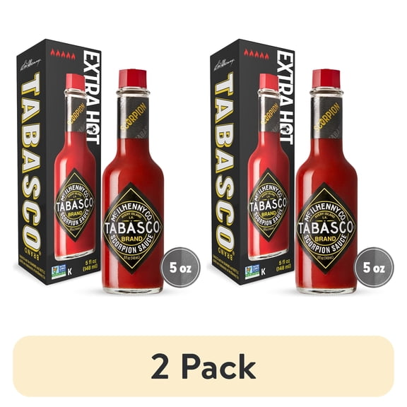 (2 pack) Tabasco Scorpion Pepper Sauce, 5 oz Regular Glass Bottle