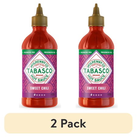 (2 pack) Tabasco Sweet Chili Sauce, 11 oz Regular Squeezable Plastic Bottle, Liquid Form, Gluten Free
