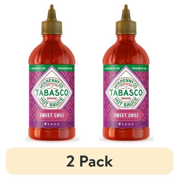 (2 pack) Tabasco Sweet Chili Sauce, 11 oz Regular Squeezable Plastic Bottle, Liquid Form, Gluten Free