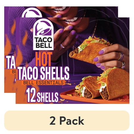 (2 pack) Taco Bell Hot Seasoned Flavor Crunchy Taco Shells, 12 ct, 4.8 oz Box
