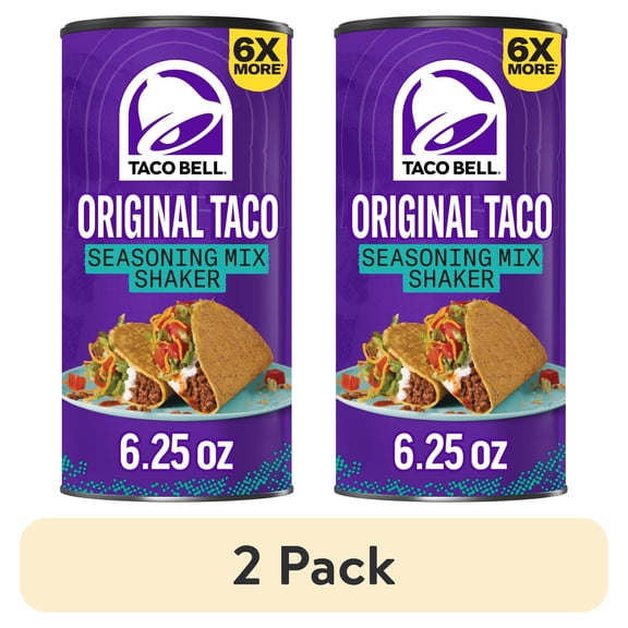 (2 pack) Taco Bell Original Taco Seasoning Mix Shaker, for Weeknight Dinners and Mexican-Inspired Dishes, 1 Canister, Original Taco Flavor, 6X More Seasoning than Individual Packets, 6.25 oz