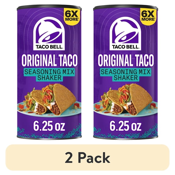 (2 pack) Taco Bell Original Taco Seasoning Mix Shaker, for Weeknight Dinners and Mexican-Inspired Dishes, 1 Canister, Original Taco Flavor, 6X More Seasoning than Individual Packets, 6.25 oz