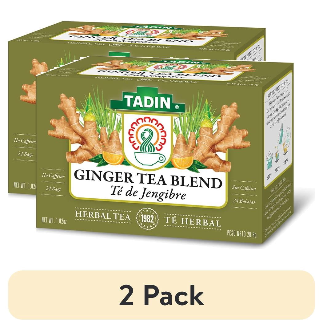 (2 pack) Tadin Ginger Tea, Herbal Tea, Caffeine-Free Tea, Herbal Teabags, 24 Count, Pack of 1