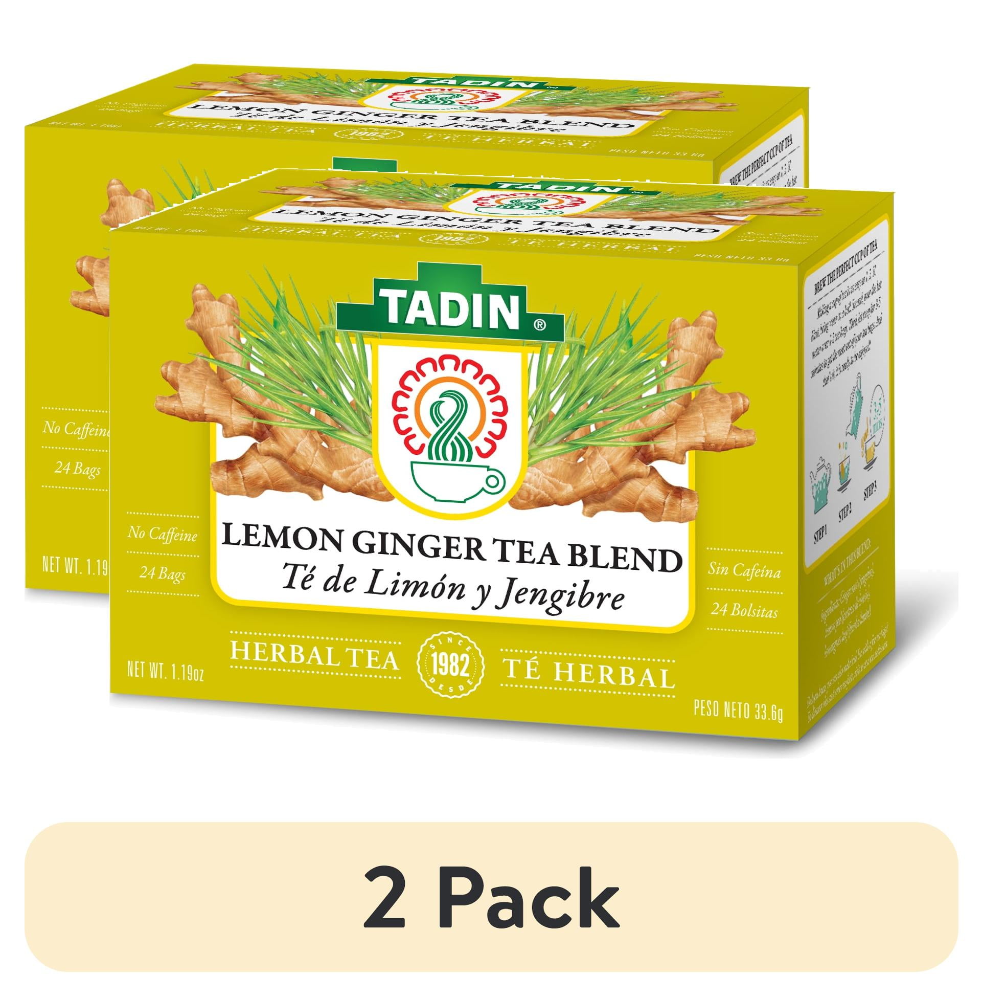 (2 pack) Tadin Lemon Ginger Tea, Herbal Tea, Caffeine-Free Tea, Herbal Tea Bags, 24 Count, Pack of 1