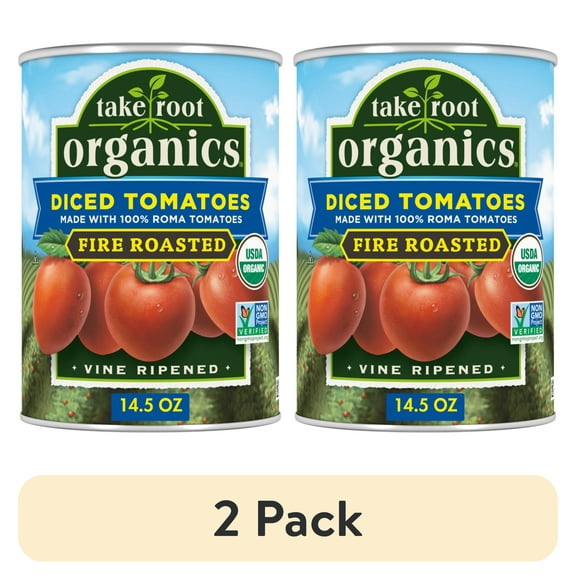 (2 pack) Take Root Organics Organic Fire Roasted Diced Tomatoes, 14.5 oz Can