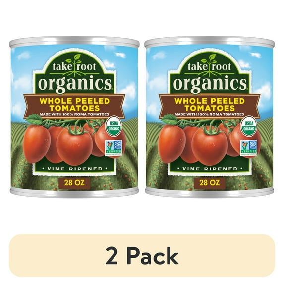 (2 pack) Take Root Organics Whole Peeled Tomatoes, 28 oz Can
