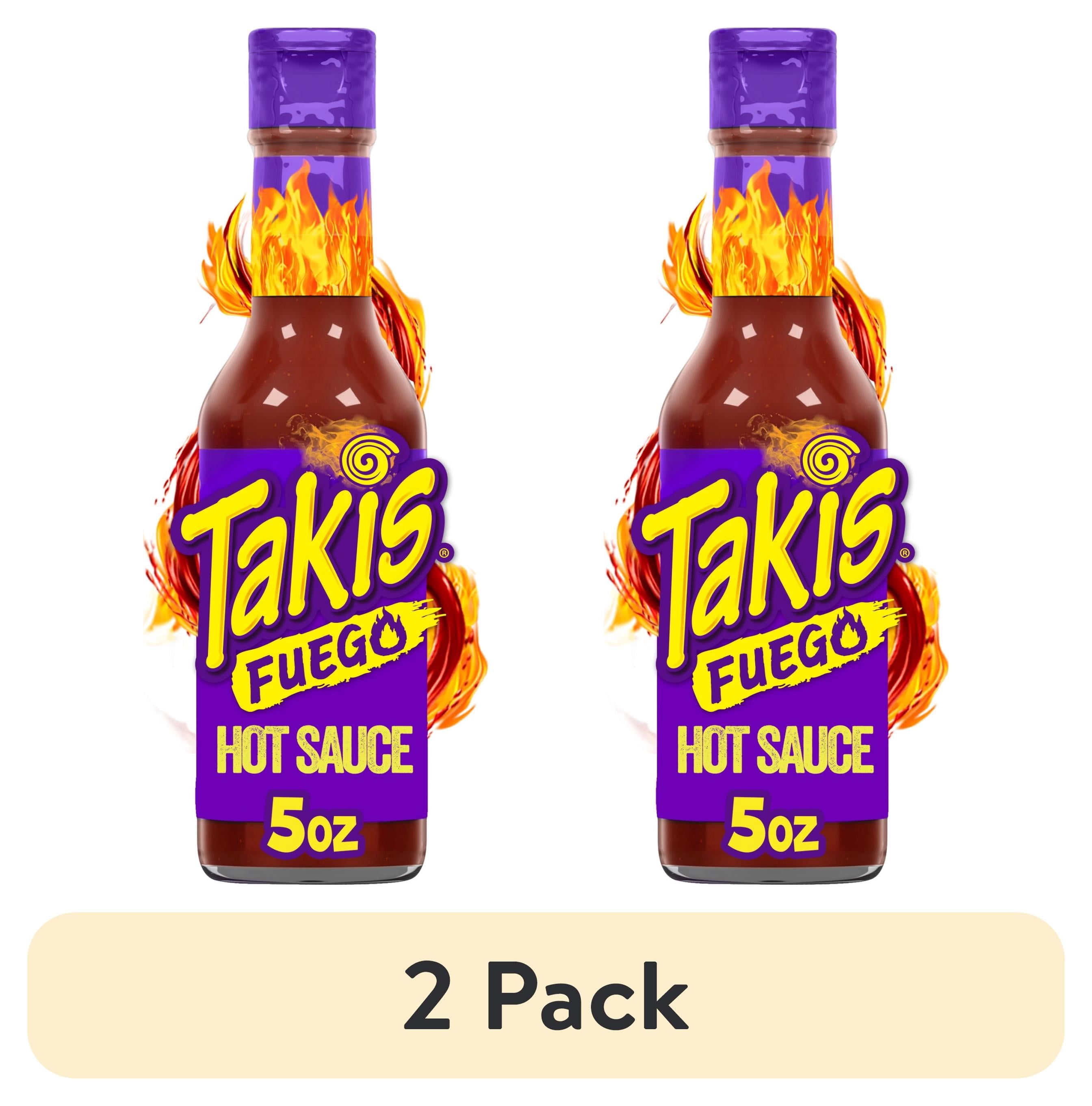 (2 pack) Takis Fuego 5 fl oz Bottle, Hot Chili Pepper & Lime Hot Sauce