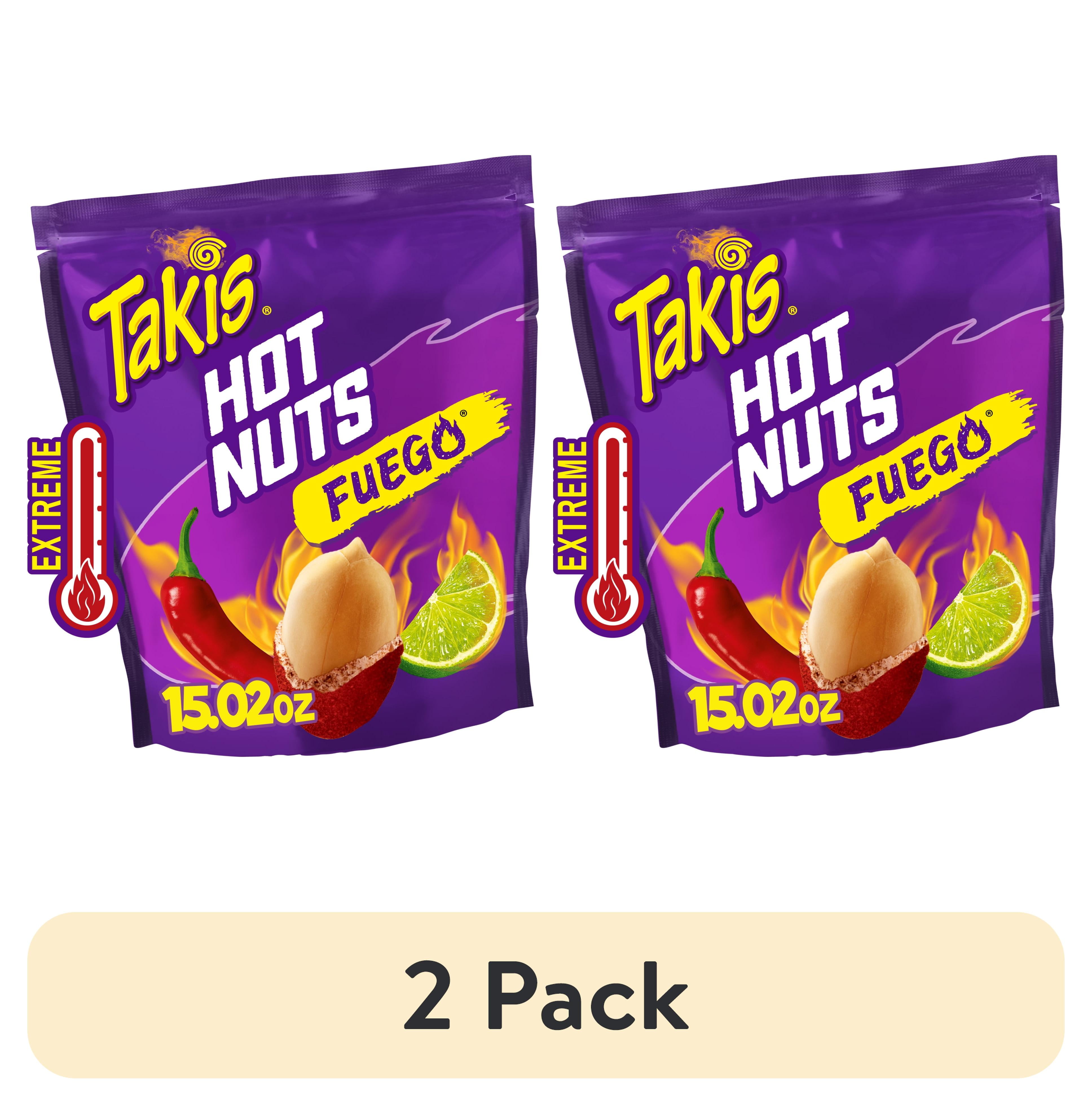 (2 pack) Takis Fuego Hot Nuts 15.02 oz Sharing Size Resealable Bag, Hot Chili Pepper & Lime Double-Crunch Peanuts