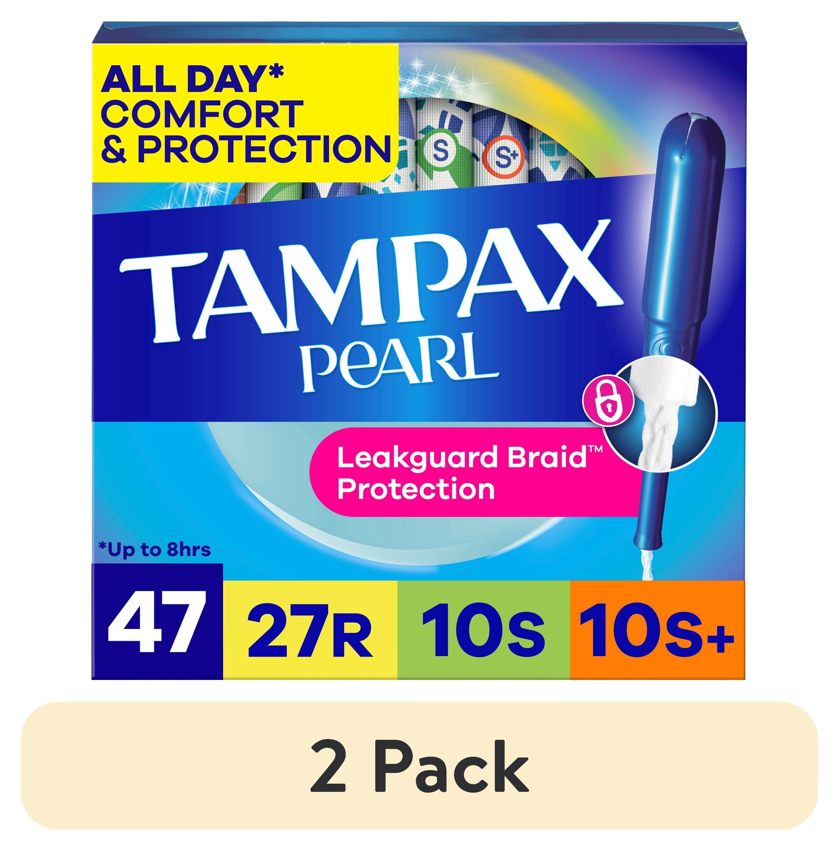 (2 pack) Tampax Pearl Tampons Multipack with LeakGuard Braid, Regular/Super/Super Plus, 47 Count