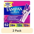 thumbnail image 1 of (2 pack) Tampax Radiant Tampons Multipack, with LeakGuard Braid, Regular/Super/Super Plus, 52 Count, 1 of 14