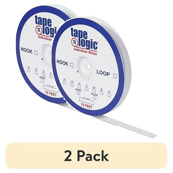 Tape Logic Reclosable Fastener, Rubber Adhesive, 75 ft, 3/4 in W, White HLT112