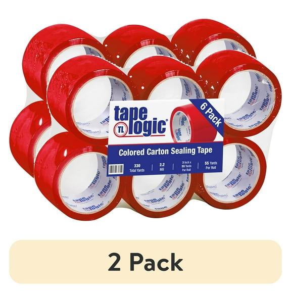 (2 pack) Tape Logic Carton Sealing Tape,3x55 yd.,Red,PK6 T90522R6PK