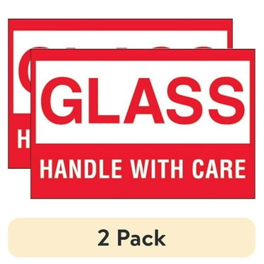 (2 pack) Tape Logic DL1065 2 x 3 in. - Glass - Handle with Care Labels, Red & White - Roll of 500