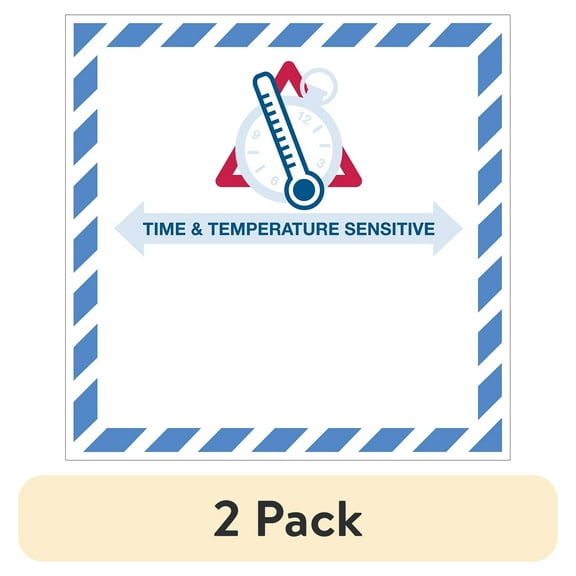 (2 pack) Tape Logic DL1394 4 x 4.25 in. - Time & Temperature Sensitive Label, Red, White & Blue - Roll of 500