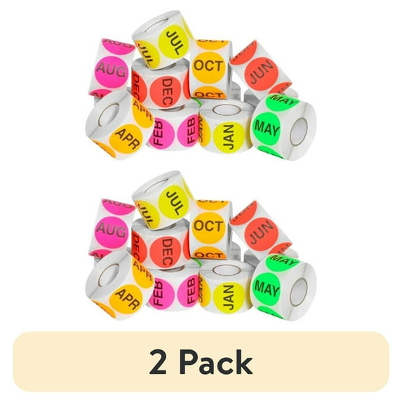 (2 pack) Tape Logic Easy Order Packs Months Of The Year 2" Circle Assorted Colors 12/Case DL1239