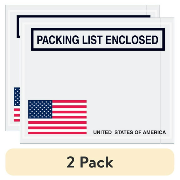 (2 pack) Tape Logic Envelopes,USA Flag,4 1/2x5 1/2",PK1000 PL465
