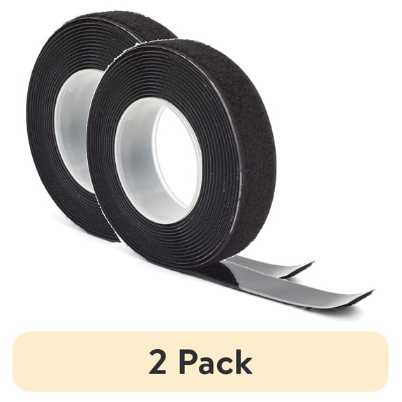 (2 pack) Tape Logic 1/2" x 75' Individual Tape Hook Strip Black HLT101