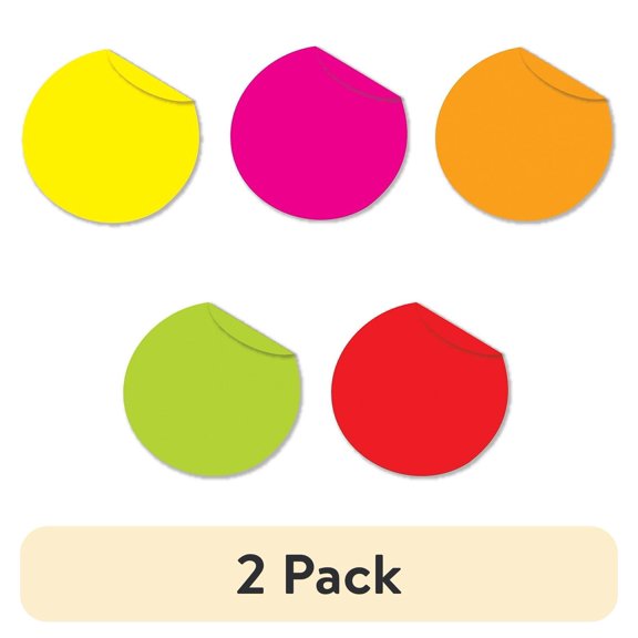 (2 pack) Tape Logic Inventory Circles Fluorescent Packs 1" Assorted Colors 5000/Case DL1235