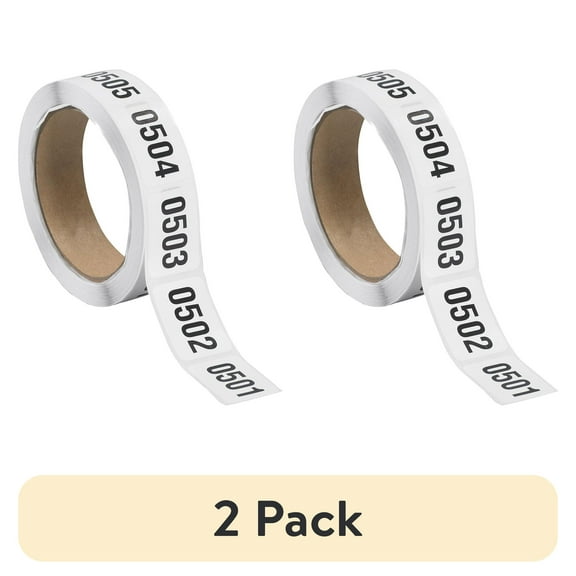 (2 pack) Tape Logic Consecutive Numbered Labels "(0501-1000)" 1" x 1 1/2" Black/White 500/Roll DL1242