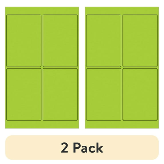 (2 pack) Tape Logic Rectangle Laser Label,4x6",GrnPK400 LL186GN