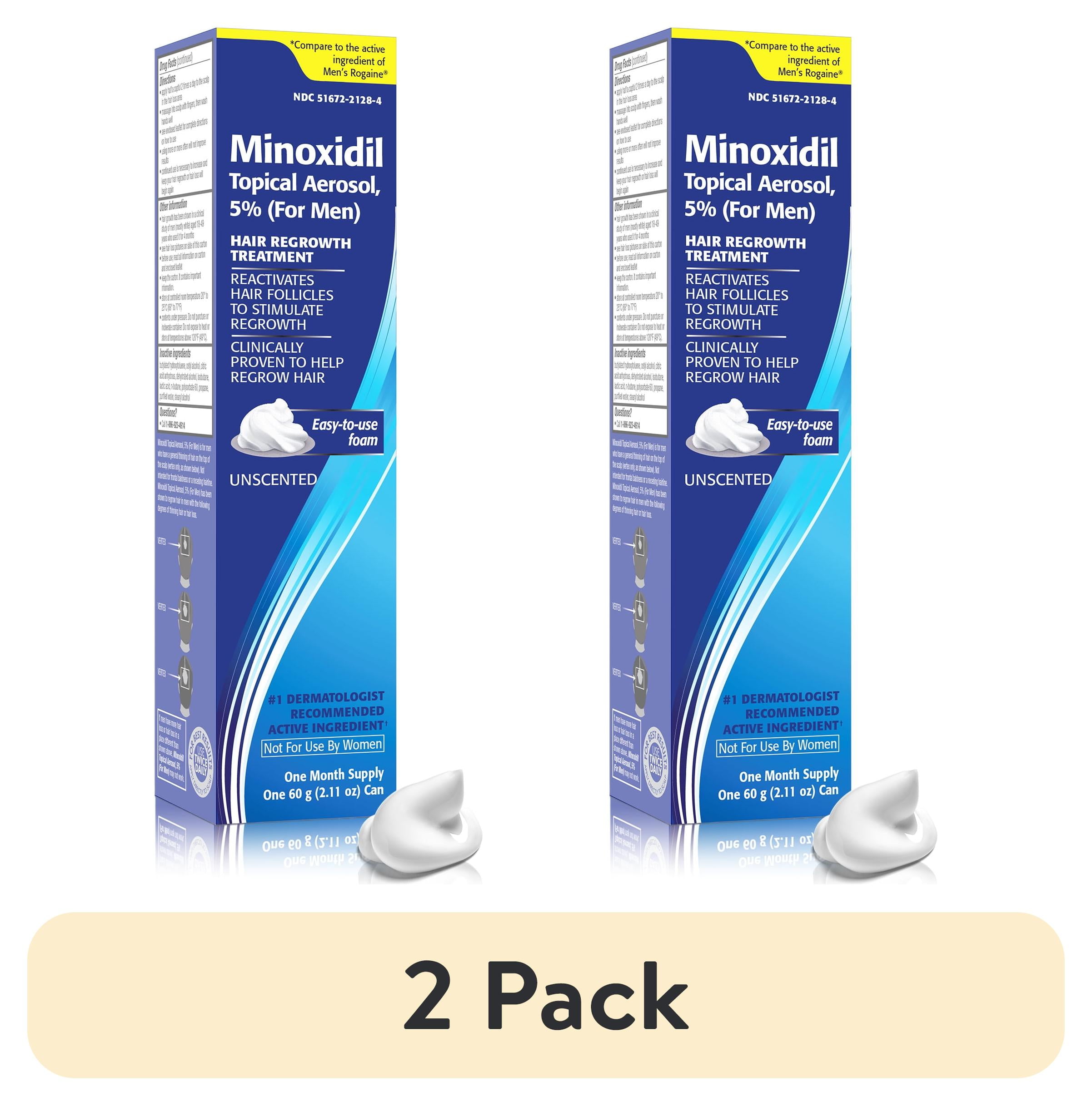 2 pack) Taro Minoxidil Topical Aerosol Foam, 5%, Hair Regrowth Treatment for Men, 2.11 oz