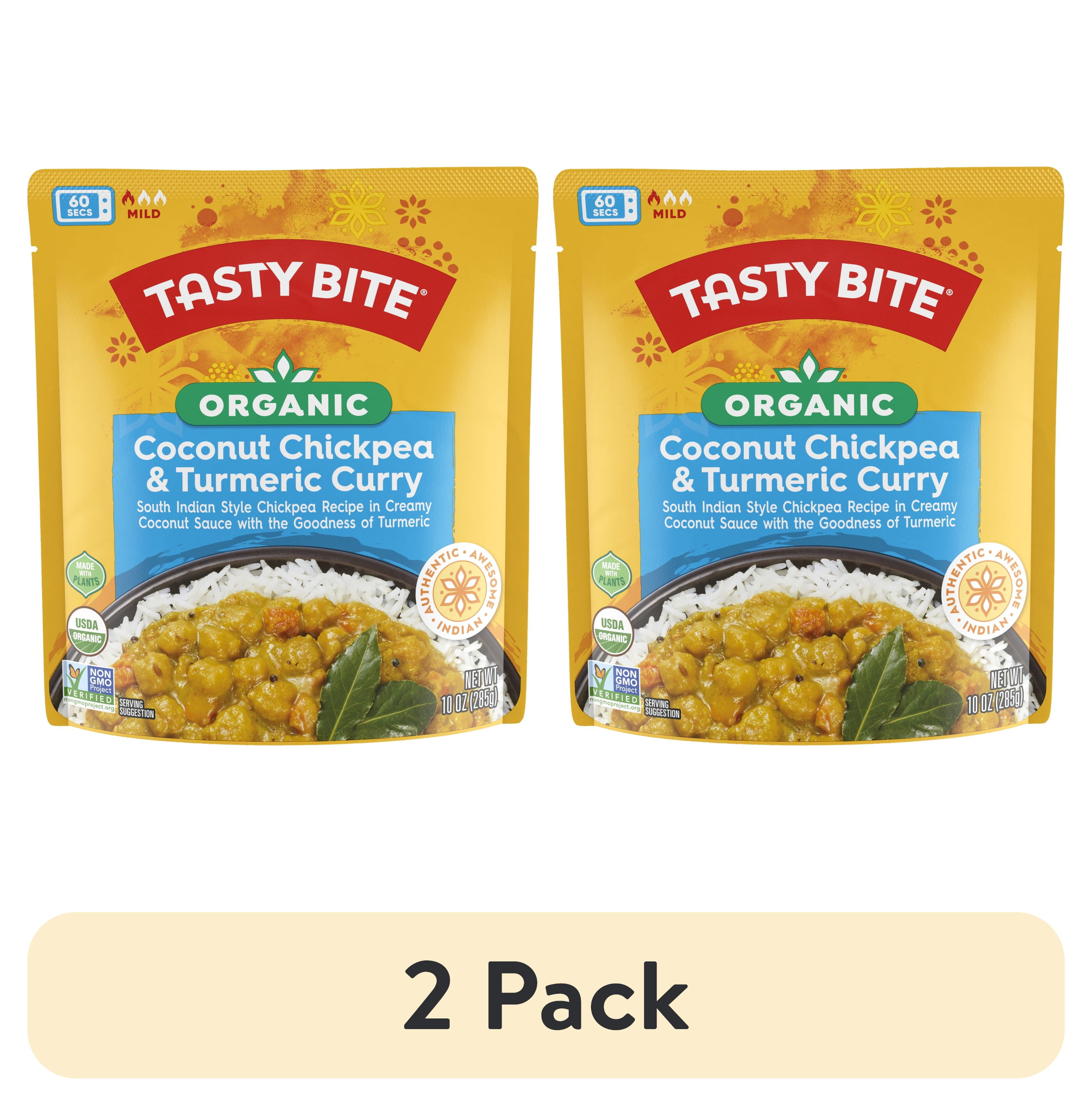 (2 pack) Tasty Bite Organic Coconut Chickpea & Turmeric Curry 10oz - Creamy chickpea turmeric curry