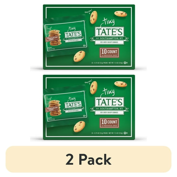(2 pack) Tate's Bake Shop Tiny Chocolate Chip Cookies, 10 Snack Packs