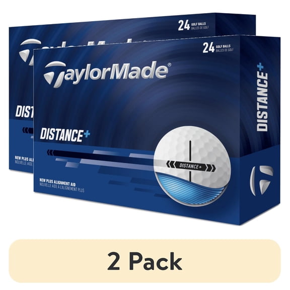 (2 pack) (2 pack) TaylorMade 2026 Distance Plus Double Dozen Golf Balls 24pk, White