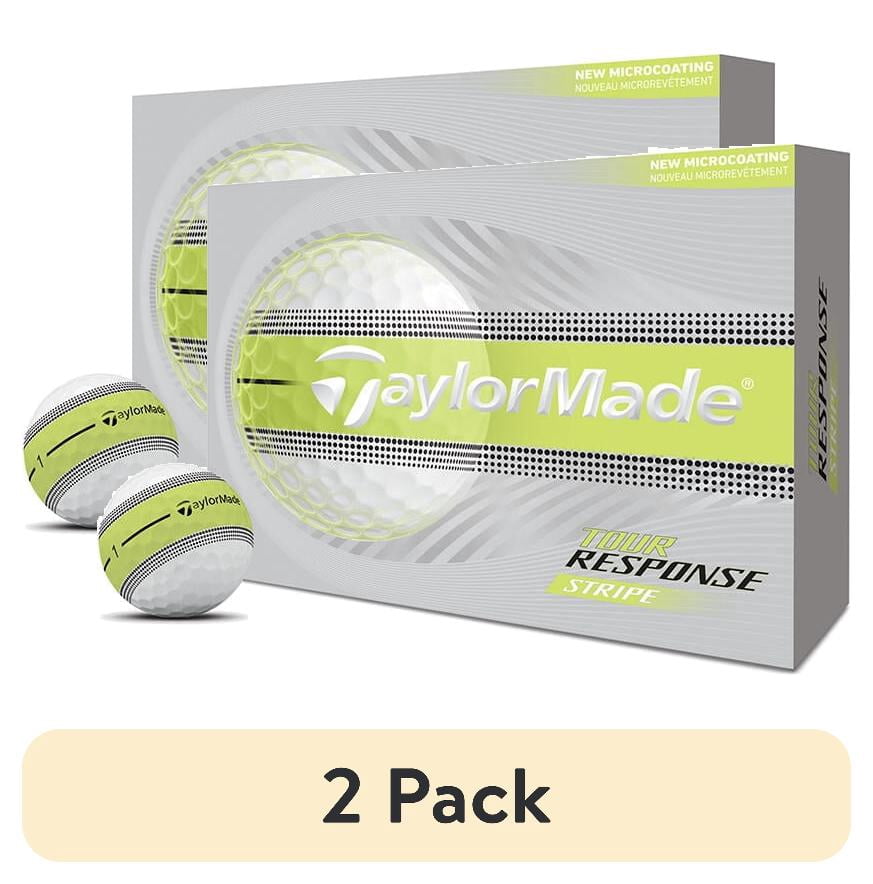 (2 pack) TaylorMade 2026 Tour Response Stripe Golf Balls 12pk, Yellow