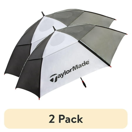 (2 pack) TaylorMade 68-inch Auto Open Vented Golf Umbrella, Black/White