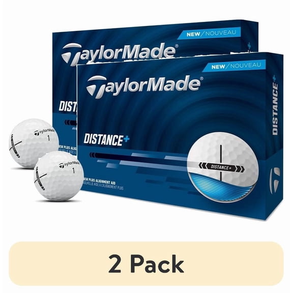 (2 pack) TaylorMade Distance Plus Golf Balls 12pk, White