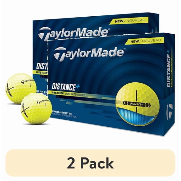 (2 pack) TaylorMade Distance Plus Golf Balls 12pk, Yellow