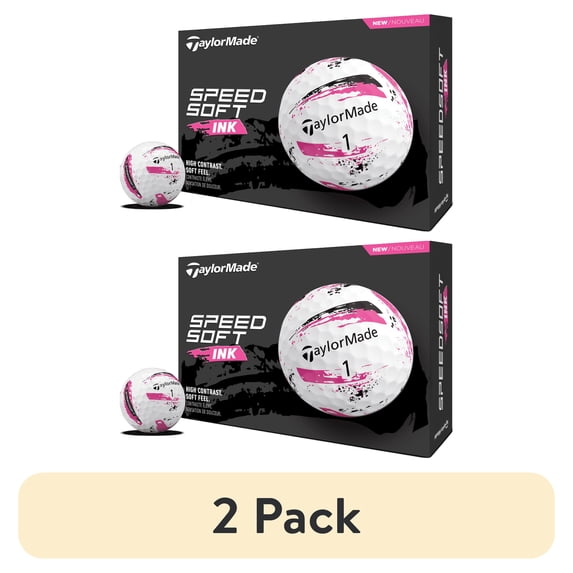 (2 pack) TaylorMade SpeedSoft Ink, 12pk Golf Balls, Pink