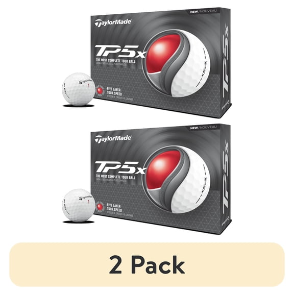 (2 pack) (2 pack) TaylorMade 2025 TP5x Golf Balls 12pk, White