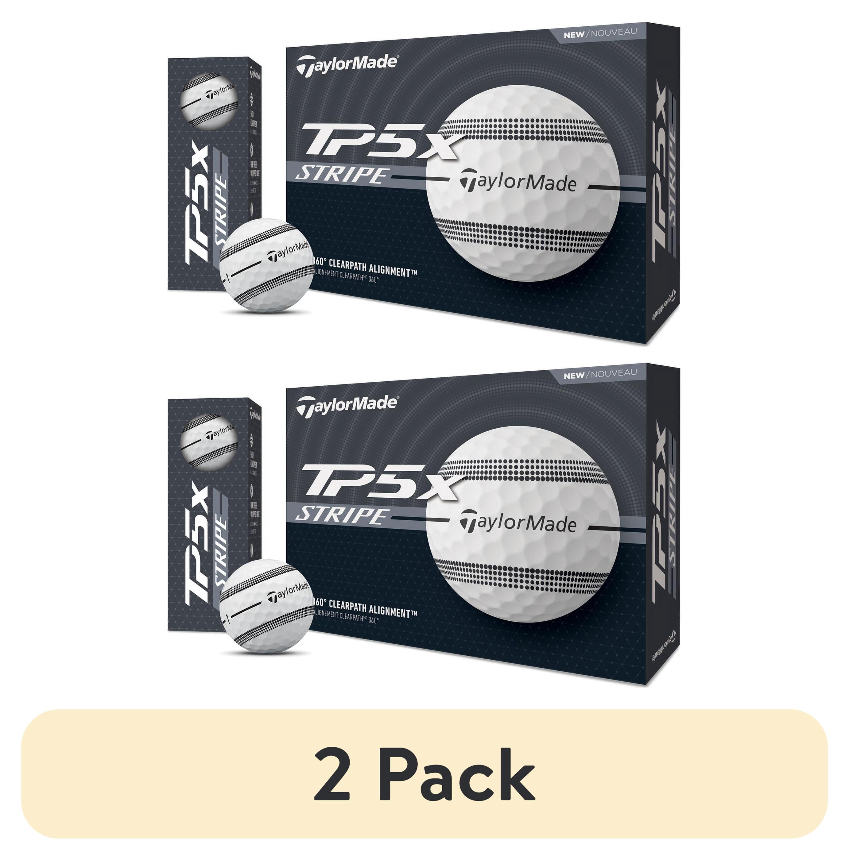 (2 pack) TaylorMade TP5X Stripe Golf Balls, 12pk, White