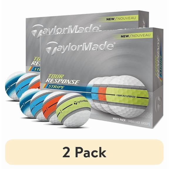 (2 pack) (2 pack) TaylorMade 2025 Tour Response Stripe Golf Balls 12pk, Multicolor