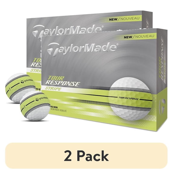 (2 pack) (2 pack) TaylorMade Tour Response Stripe Golf Balls 12pk, Yellow