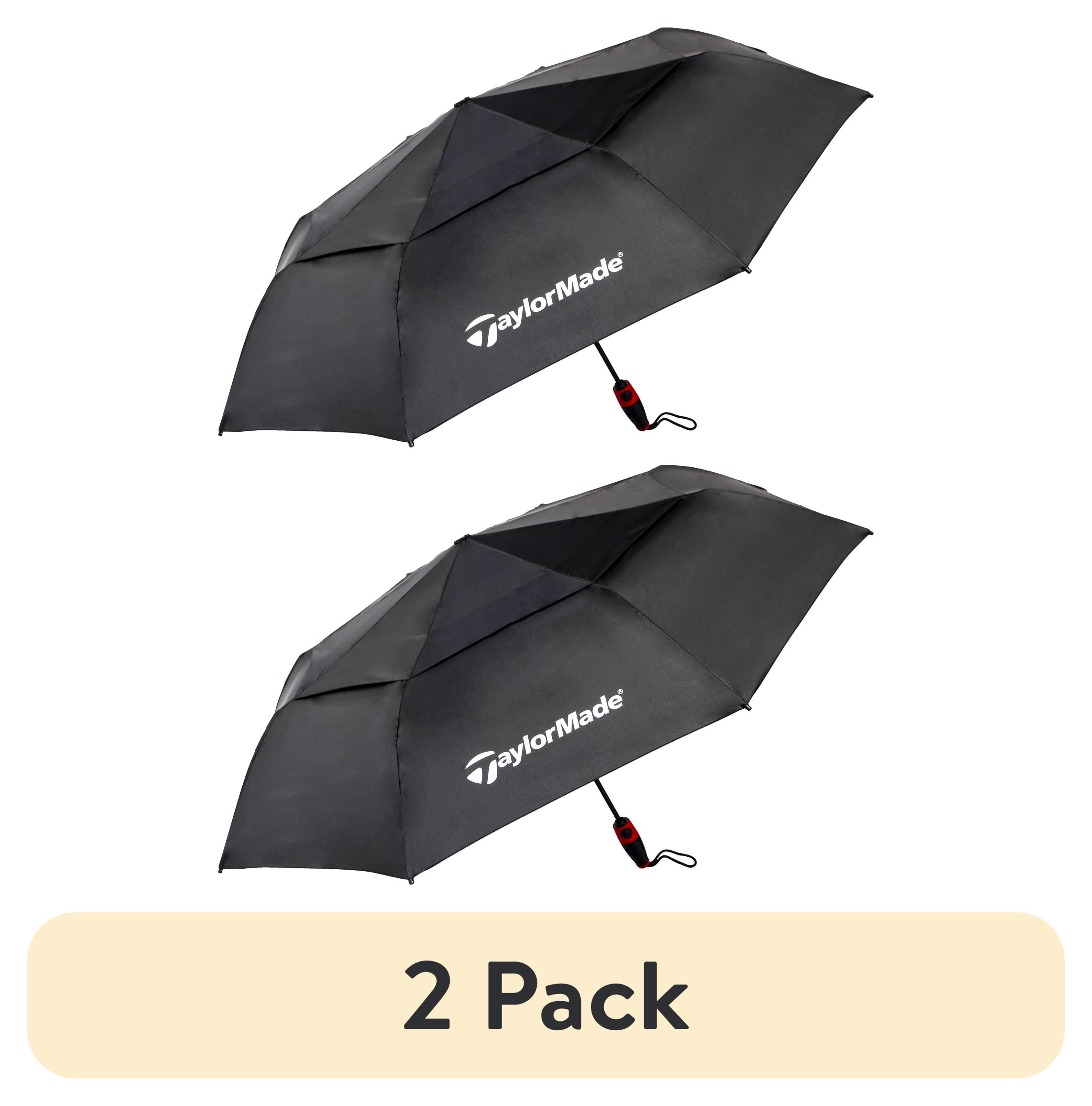 (2 pack) Taylormade Vortexvent Compact Golf Umbrella, 47-inch, Black