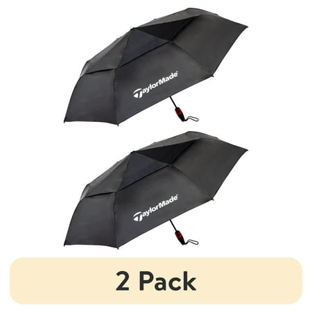 (2 pack) Taylormade Vortexvent Compact Golf Umbrella, 47-inch, Black