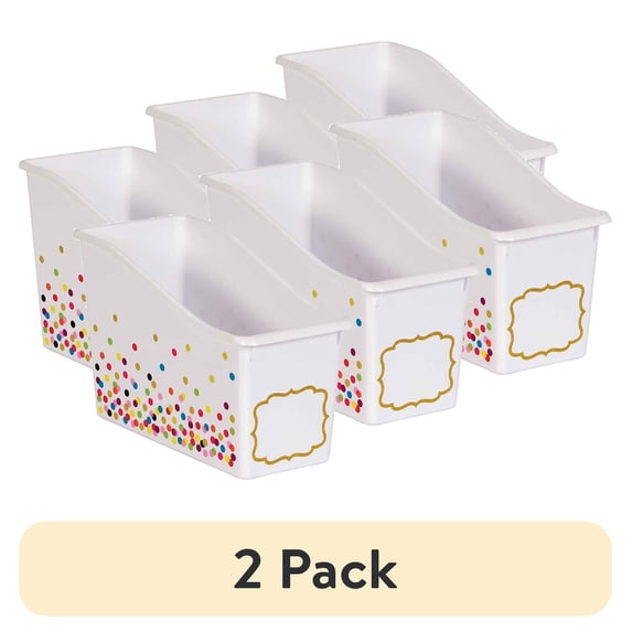 (2 pack) Teacher Created Resources Confetti Plastic Book Bin, Pack of 3