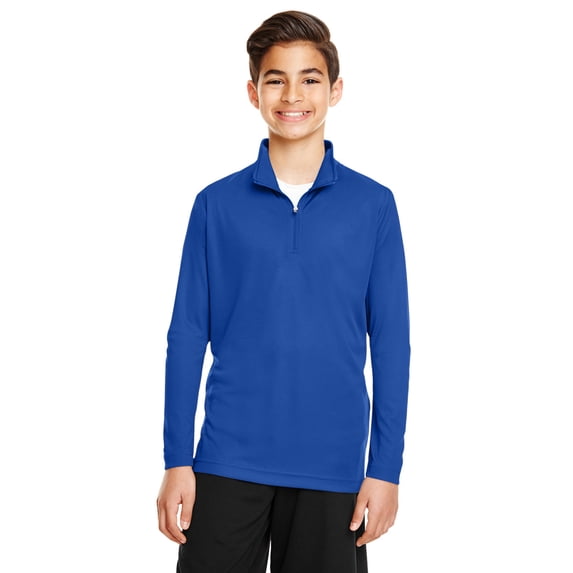(2 pack) Team 365 TT31Y Youth Zone Performance Quarter-Zip Pullover-SPORT ROYAL-XL
